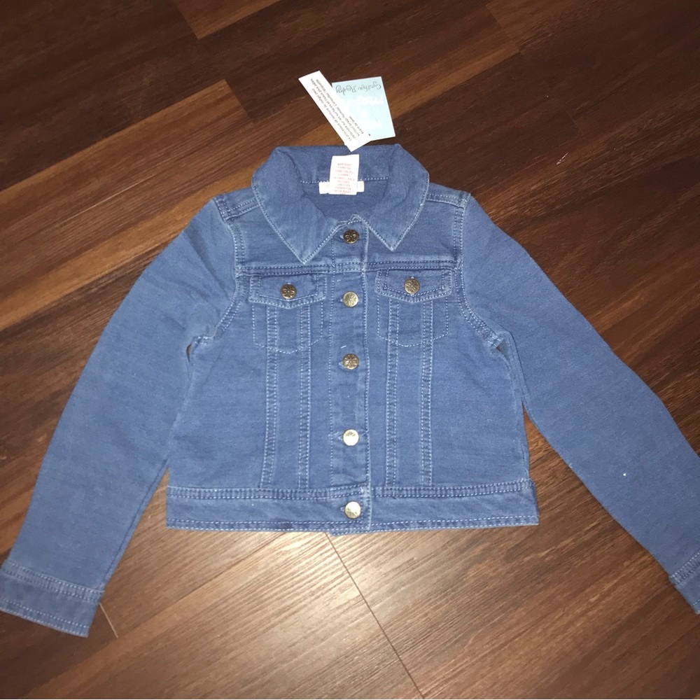 Cynthia Rowley Stretch Girls French Terry Denim Jean Jacket NWT